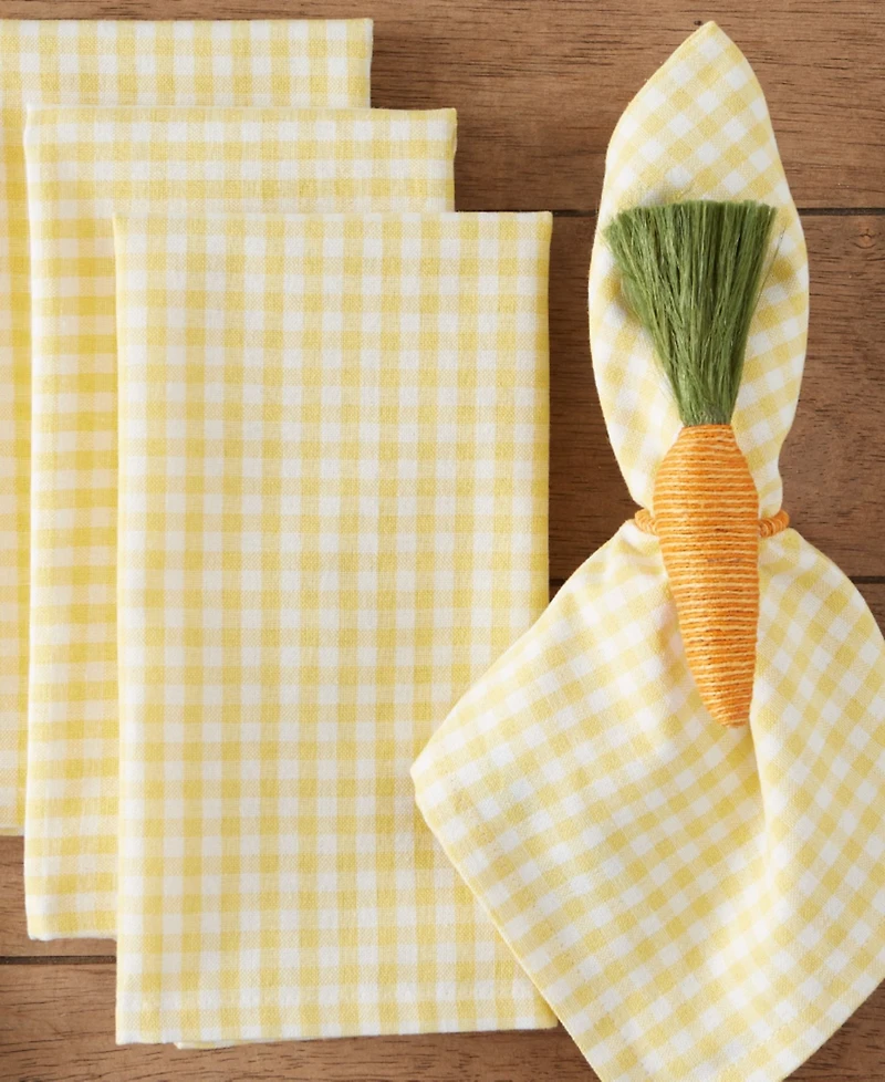 Design Imports Sundress Yellow Gingham Cotton Napkins, Set of 4