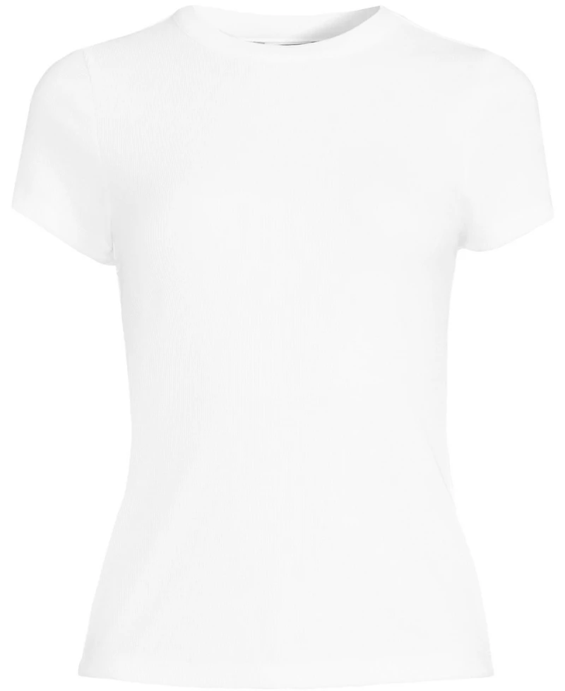 Lands' End Plus Drapey Rib Fitted Short Sleeve Mini T-Shirt