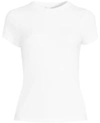 Lands' End Plus Drapey Rib Fitted Short Sleeve Mini T-Shirt