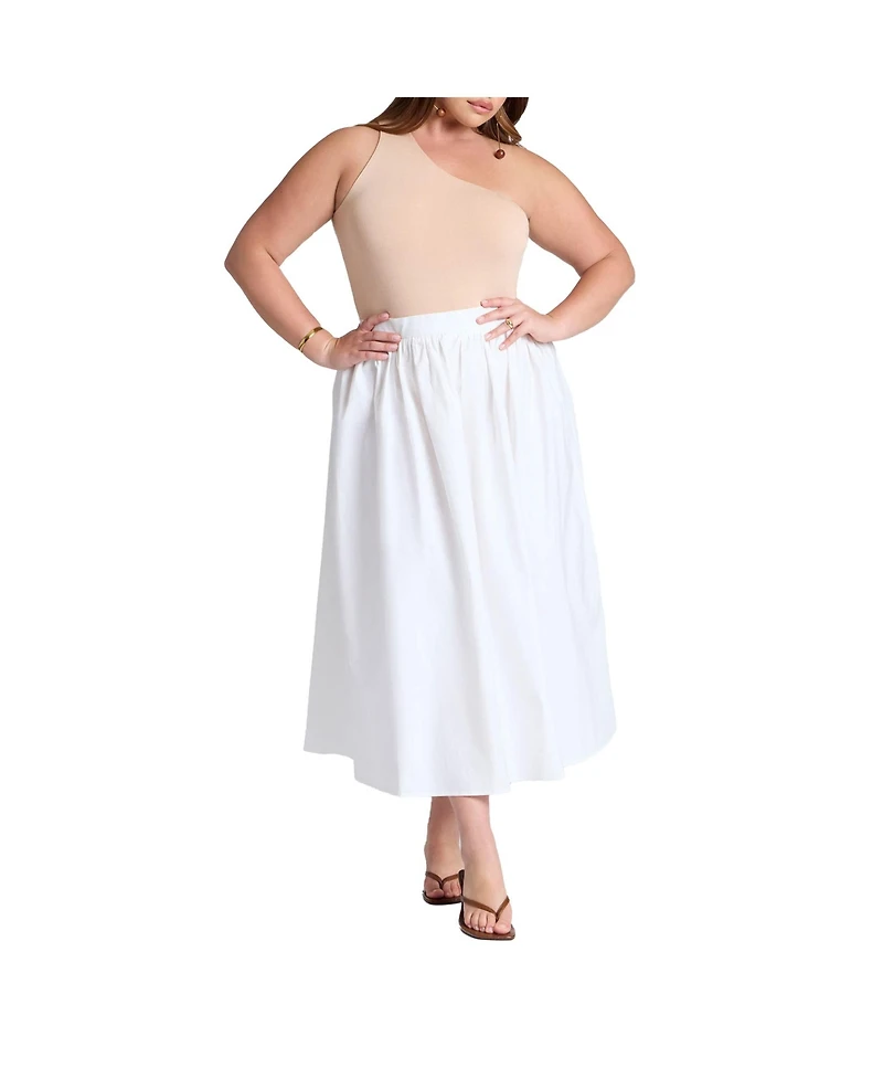 Eloquii Elements Women's Plus Midi Poplin Skirt