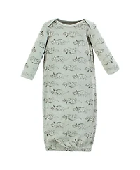 Hudson Baby Baby Boys Hudson Thermal Gown 3pk, Sage Dinosaur, Newborn