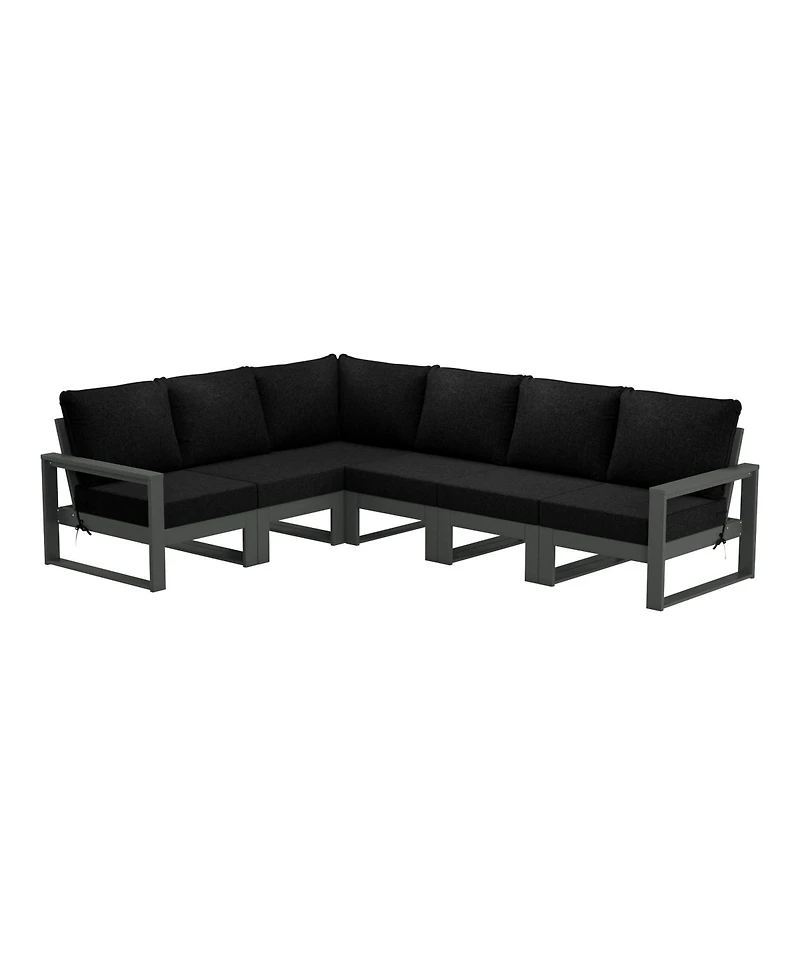 6-Piece Outdoor L-Shaped Patio Corner Sectional Sofa Conversation Set