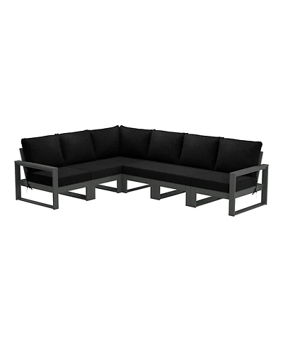 6-Piece Outdoor L-Shaped Patio Corner Sectional Sofa Conversation Set