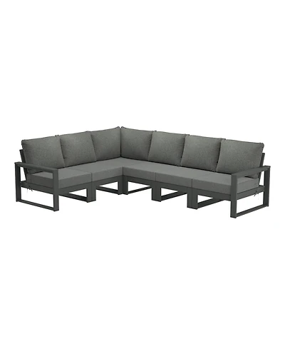 6-Piece Outdoor L-Shaped Patio Corner Sectional Sofa Conversation Set