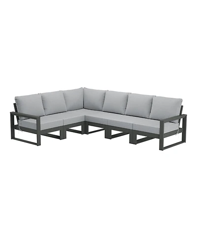 6-Piece Outdoor L-Shaped Patio Corner Sectional Sofa Conversation Set