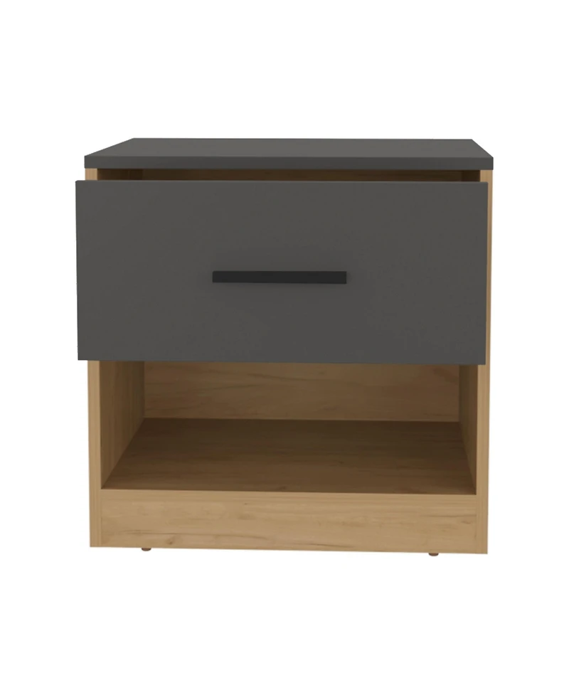 Palmyra Nightstand, 1 Door, 1 Shelf, Natural Oak / Matt Gray
