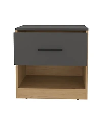 Palmyra Nightstand, 1 Door, 1 Shelf, Natural Oak / Matt Gray