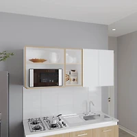 Sidman Wall Cabinet, 2 Doors, 4 Shelves, White / Natural Oak