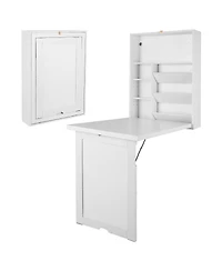 Wall Mounted Fold-Out Convertible Floating Desk Space Saver