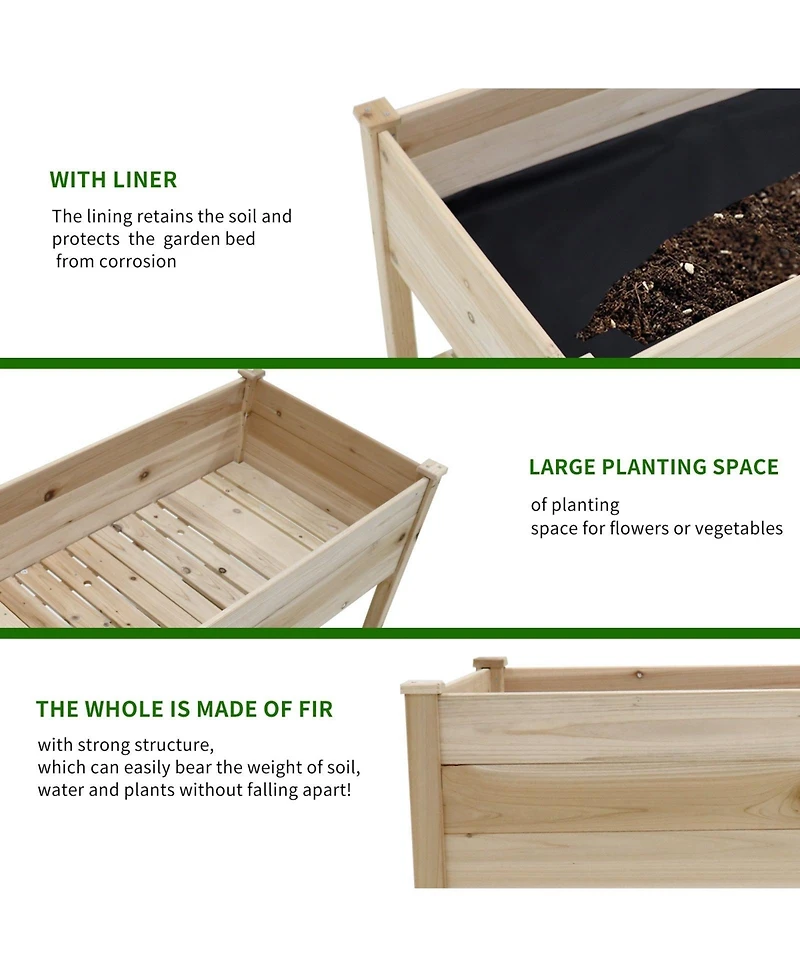 Raised Garden Bed Planter Box with Legs & Storage Shelf Wooden Elevated Vegetable Growing Bed for Flower/Herb/Backyard/Patio/Balcony 48.5x30x24.4in(co