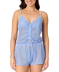 Salt + Cove Juniors' Medallion Crochet Romper Cover-Up, Exclusively at Macy's