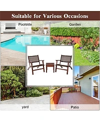 3PCS Patio Rattan Furniture Set Coffee Table