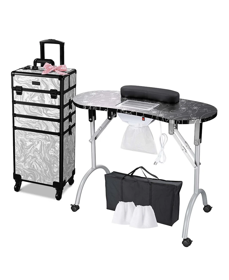 Byootique Folding Manicure Nail Table 4in1 Rolling Makeup Train Case Cb Dusk