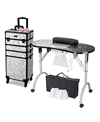 Byootique Folding Manicure Nail Table 4in1 Rolling Makeup Train Case Cb Dusk