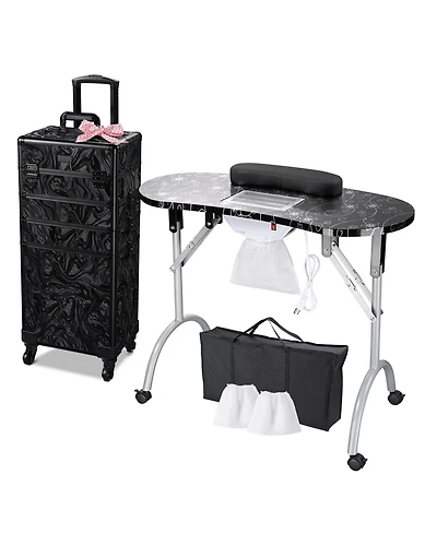 Byootique Folding Manicure Nail Table 4in1 Rolling Makeup Train Case Cb Dusk