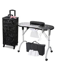 Byootique Folding Manicure Nail Table 4in1 Rolling Makeup Train Case Cb Dusk