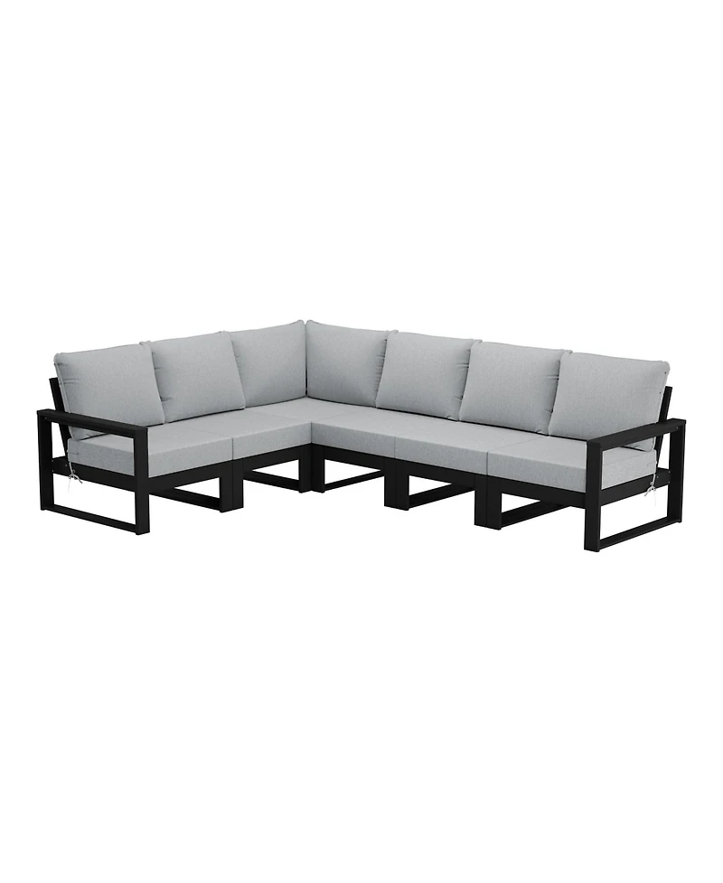 6-Piece Outdoor L-Shaped Patio Corner Sectional Sofa Conversation Set