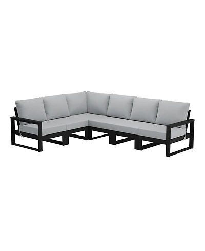 6-Piece Outdoor L-Shaped Patio Corner Sectional Sofa Conversation Set