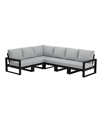 6-Piece Outdoor L-Shaped Patio Corner Sectional Sofa Conversation Set