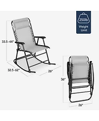 Best Choice Products Folding Outdoor Zero Gravity Rocking Lounge Chair w/ Headrest Pillow