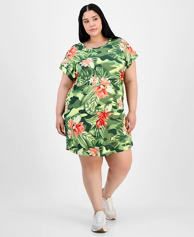 Full Circle Trends Trendy Plus Button-Shoulder Dress