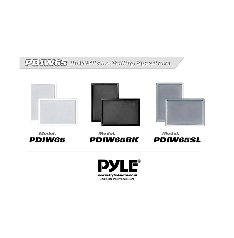 Pyle PDIW65 6.5" In-Wall/In-Ceiling 2-Way Stereo Speakers - Flush Mount, White, Pair