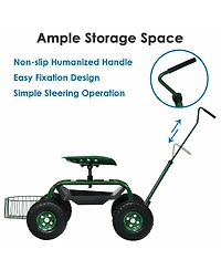 Extendable Handle Garden Cart Rolling Wagon Scooter