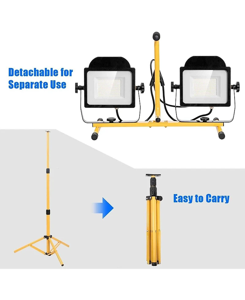 100 W 10 000 lm Led Dual-Head Work Light with Stand