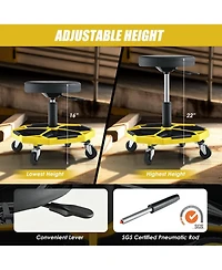 330 Lbs Capacity Pneumatic Rolling Mechanic Stool with Padded Seat