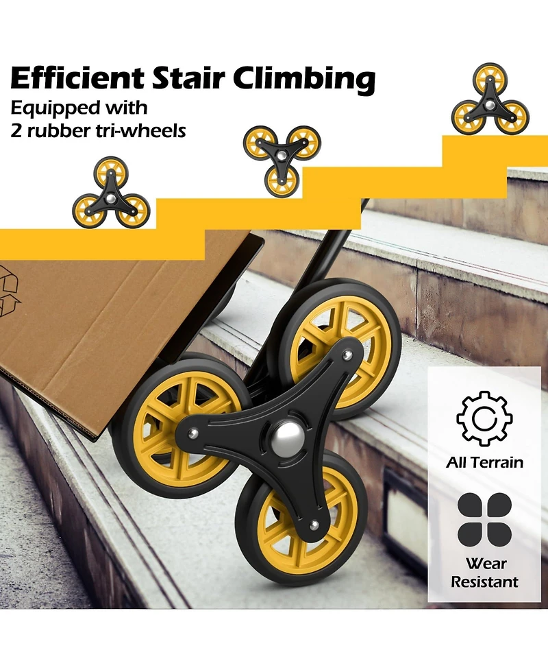 350 Lbs Capacity Stair Climber Hand Truck with Telescoping Handle-Black