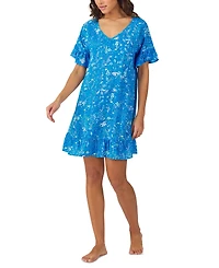 Cuddl Duds Women's Printed Short-Sleeve Sleep Tunic