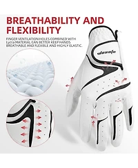 Wosofe Golf Glove Left Hand Men Pu Transparent Non-Slip Nanocloth Lycra Accessories No Sweat Comfortable all Weather with Scorer and Tee