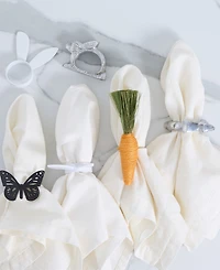 Design Imports White Bunny Ears Aluminum Napkin Ring, Set of 4