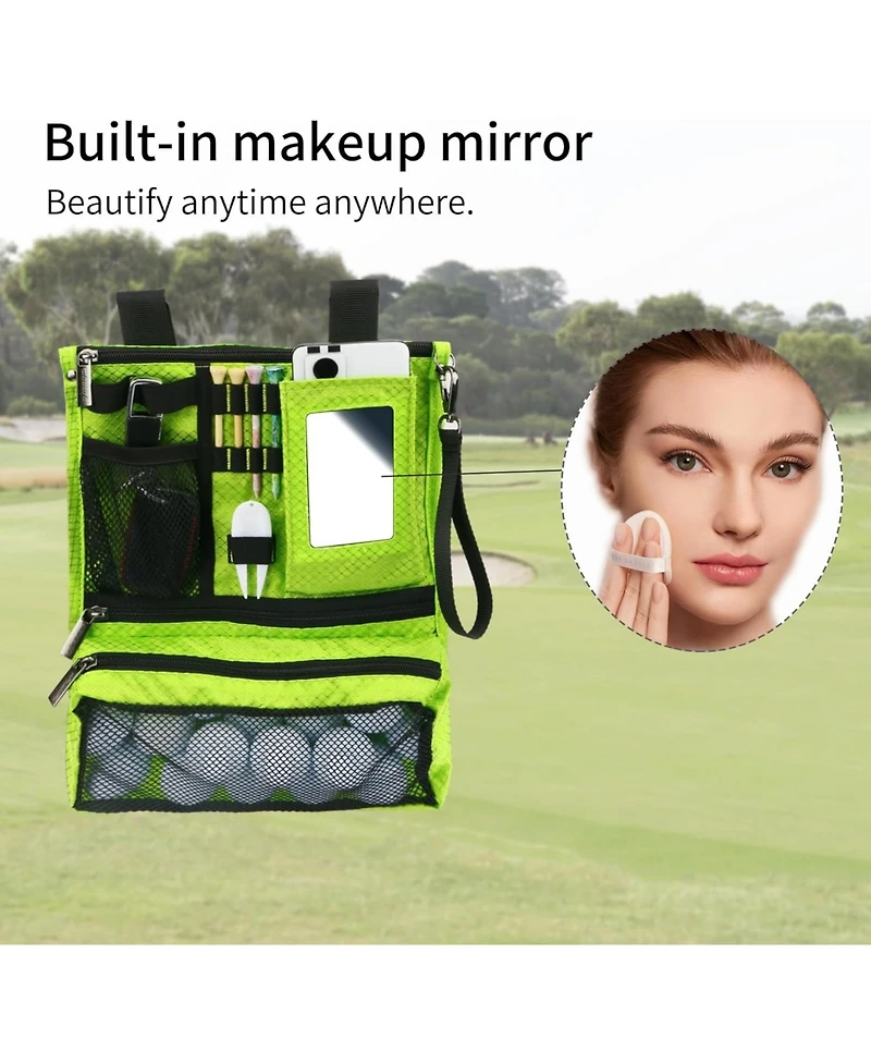 Wosofe Golf Cart Hanging Bag Lightweight Folding Storage Portable Accessories with Adjustable Strap 1 Divot Tool and 4 Tees Unisex