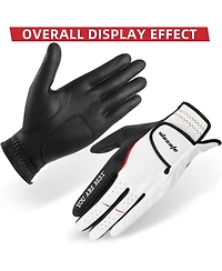 Wosofe Men s Golf Glove Left Hand Premium Leather Excellent Grip Super Soft Breathable Durable Fit All Weather with Golf Tee and Divot Repair Tool,Med