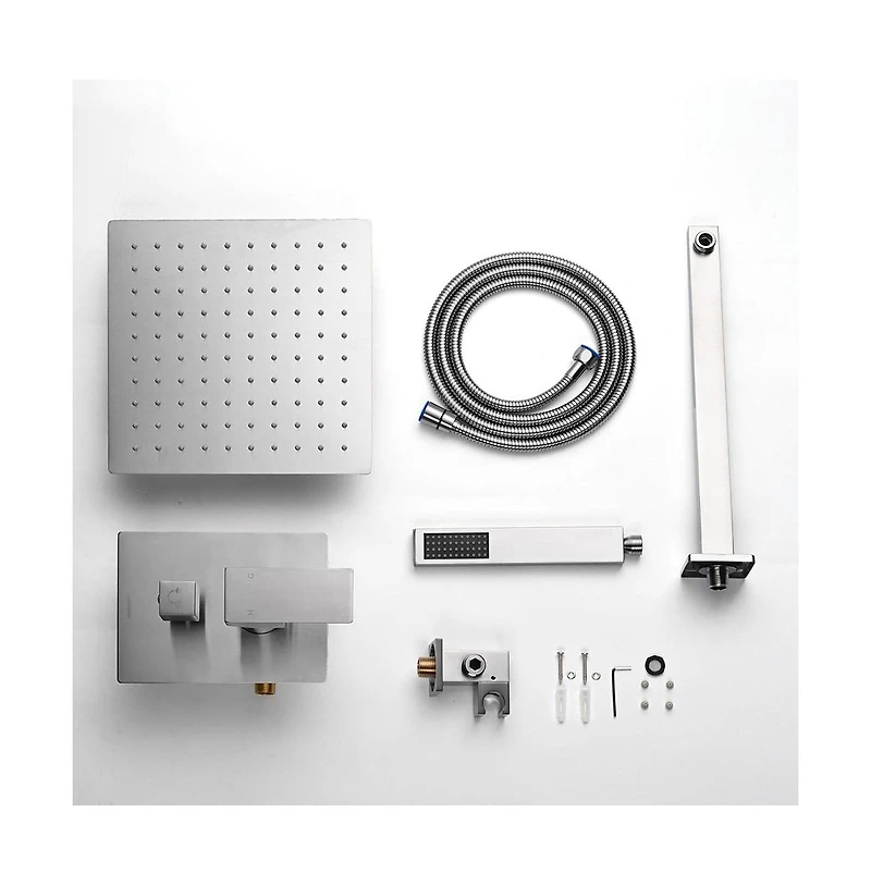 Aquaterior Shower Faucet Set Wall Mount Concealed Mixer Valve Rain Shower Head