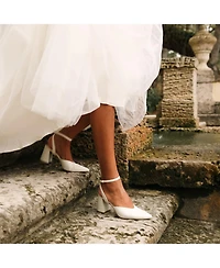 Alterre Women's White Marilyn Customizable Bridal V Mules