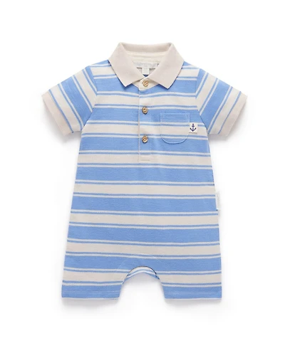 Purebaby Baby Boys Striped Polo Growsuit