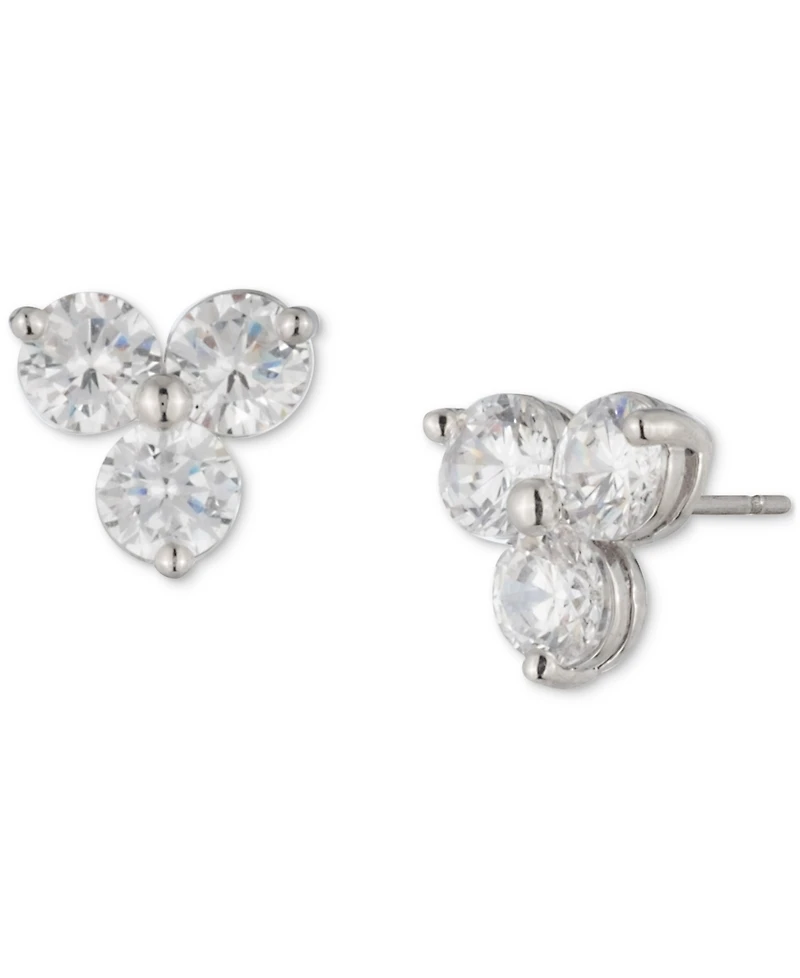 Marchesa Silver-Tone Crystal Trio Stud Earrings