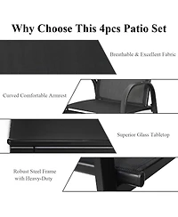 4 Pcs Patio Furniture Set Sofa Coffee Table Steel Frame Garden Deck