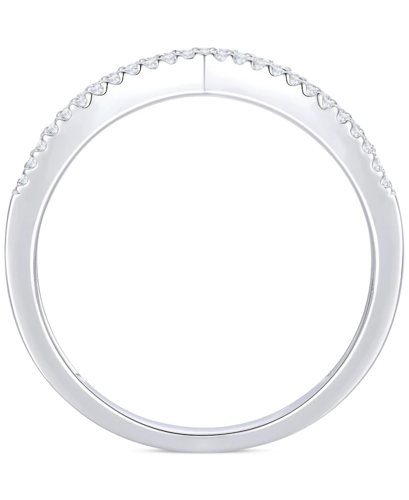 Diamond Baguette & Round Chevron Ring (1/3 ct. t.w.) 14k White Gold
