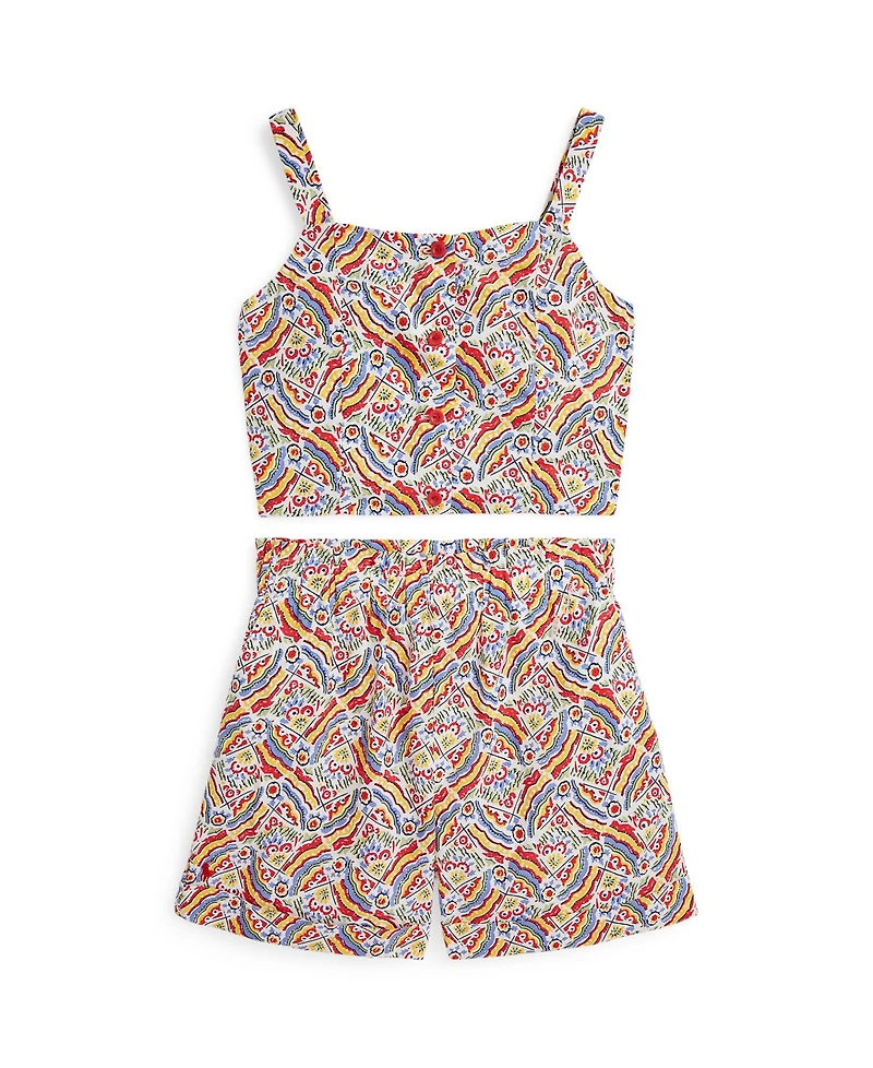 Polo Ralph Lauren Big Girls 2-Piece Riviera-Print Top and Short Set