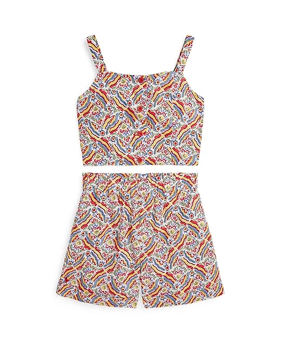 Polo Ralph Lauren Big Girls 2-Piece Riviera-Print Top and Short Set