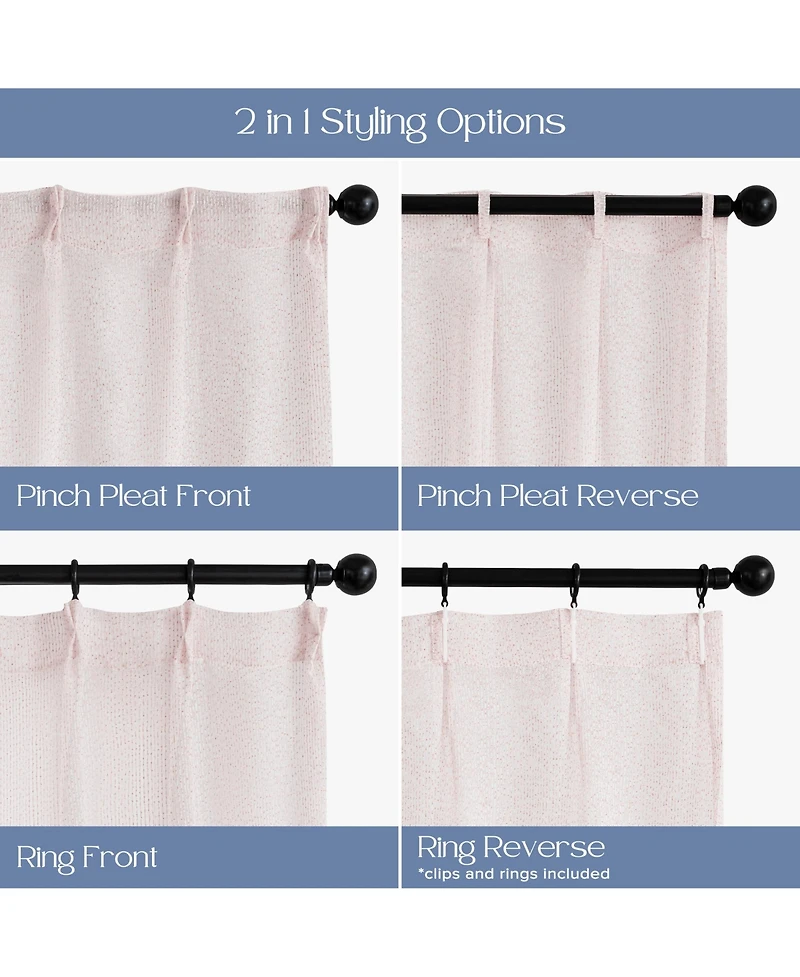 Awesome Home Madison Pinch Pleat Single Curtain Panel with Hooks and Rings, 38"X84"