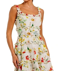 Mac Duggal Women's Ruffle Floral Sweetheart Neck Mini Dress