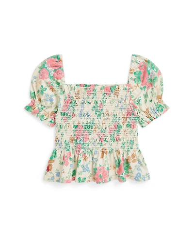 Polo Ralph Lauren Toddler and Little Girls Floral Smocked Jersey Peplum Top