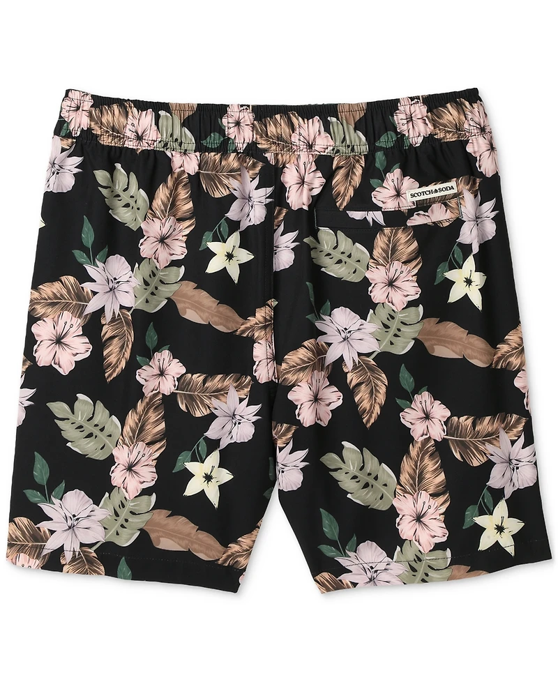 Scotch & Soda Men's Nostalgia Floral-Print Drawstring Swim Trunks