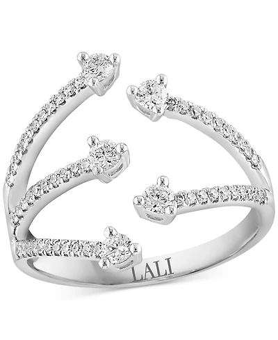 Lali Jewels Diamond Arrow Cuff Ring (3/8 ct. t.w.) in 14k White Gold