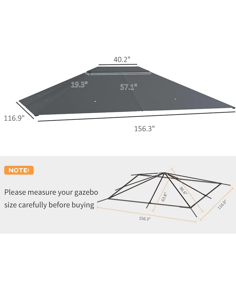 Outsunny 10' x 13' Gazebo Canopy Replacement Roof for 84C-116, Light