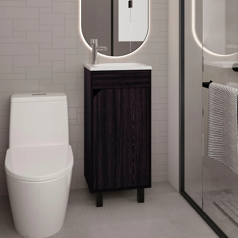 Yorkana Bathroom Vanity, 1 Door, 4 Legs, White
